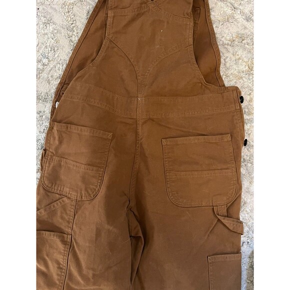 Carhartt Rugged Flex Canvas Bib Overalls Women Tan Loose Fit Bootcut Sz S 4-6 - Picture 6 of 8